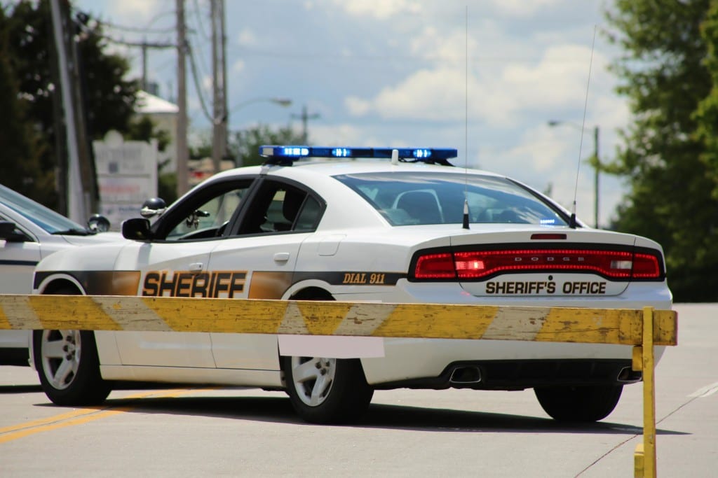 County Sheriff's car at a crime scene.