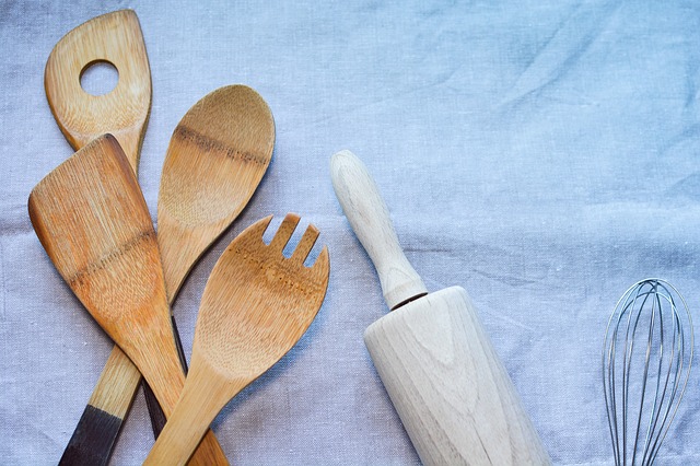 Wooden spoons and rolling pin