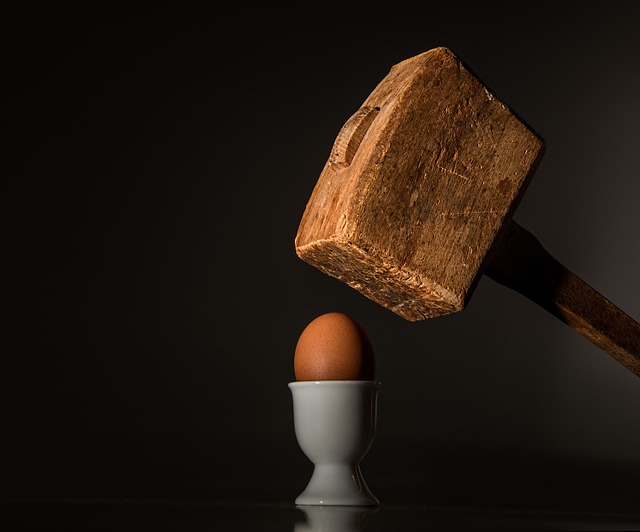 Vulnerable egg being smashed